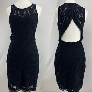 Express Lace Body Con Fitted Dress W/Cut Out Open Back, Small
